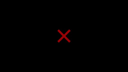 A large red cross symbol overlaid on a black background with the adobe stock logo partially visible, suggesting an error, cancellation, or rejection message in a digital display format - Powered by Adobe