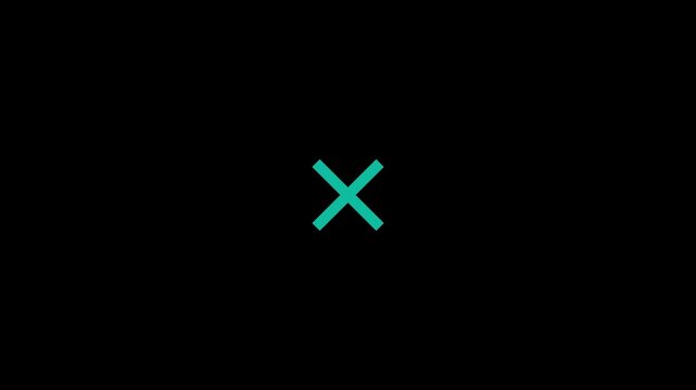 A largecyan cross symbol overlaid on a black background with the adobe stock logo partially visible, suggesting an error, cancellation, or rejection message in a digital display format