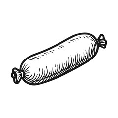 Doodle sausage sketch, hand drawn engraving.