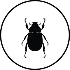 Illustration Beetle in a Circle black and white silhouette vector