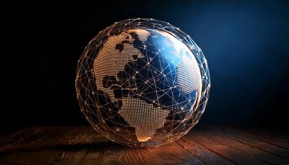 A glowing digital network encircles a detailed Earth globe, symbolizing global connectivity and technological advancement.