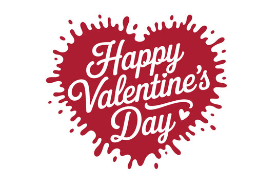 A red heart shape with the words "Happy Valentine's Day" written in white script inside.