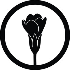 Illustration closed flower bud in a circle silhouette vector
