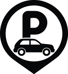 Parking P Silhouette Vector Art Illustration