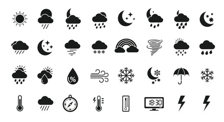 Fototapeta premium Weather forecast icon set perfect for adding a touch of meteorological accuracy to your design projects
