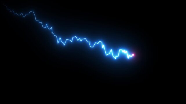 Negative red line graph falling down due to low prices and market recession. Concept of crisis, crash, risk and economy danger. Downtrend dynamic chart of prices drop. 4k Motion graphic
