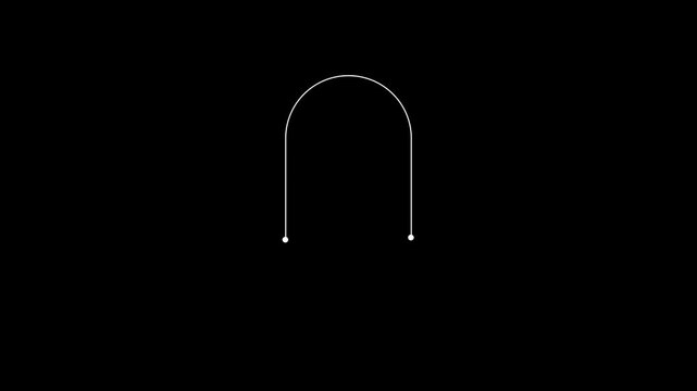 Minimalist Line Art Animation - Simple White Path on Black.Video overlay template with basic geometry element ideal as a futuristic title intro or overlay for tech sci-fi blockchain