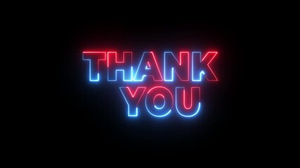 Glowing neon "Thank You" sign animation on dark background. - Powered by Adobe