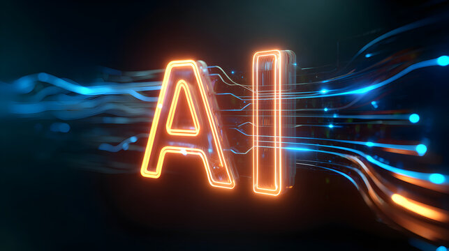 Artificial intelligence concept with glowing circuit lines connecting