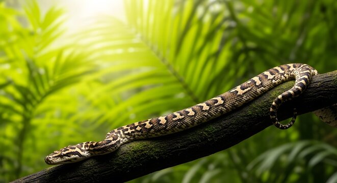 Carpet Python coiled and resting in natural habitat, displaying intricate patterns