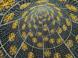 View from under a Christmas tree made of lights