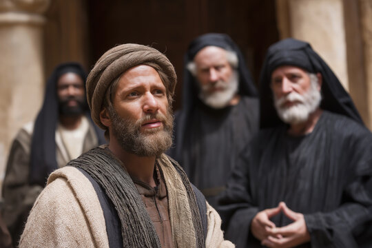 Pharisees Persuading Judas to Betray