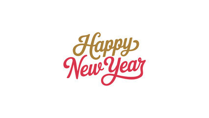 Elegant golden yellow and pink script typography celebrating happy new year greeting on a clean white background
