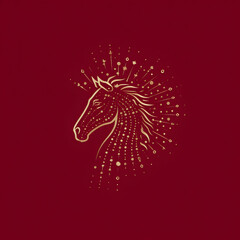 Elegant gold unicorn design on rich red background features intricate details that celebrate fantasy art and imagination