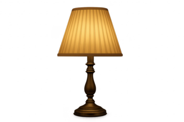 Classic table lamp with pleated shade isolated on transparent background, elegant