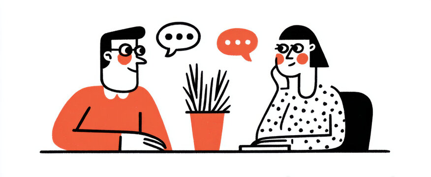 The counselor chats about job alternatives with a client during their meeting session