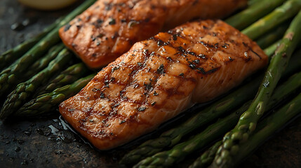 Grilled salmon and asparagus for healthy eating