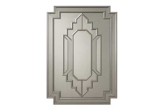 Art Deco style decorative panel with geometric pattern isolated on transparent background.