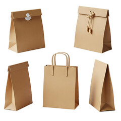 Collection of various brown paper bags for shopping, delivery, and packaging needs