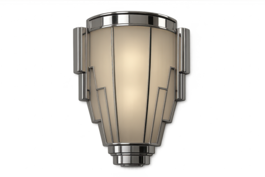 Elegant Art Deco wall sconce isolated on transparent background, sleek design