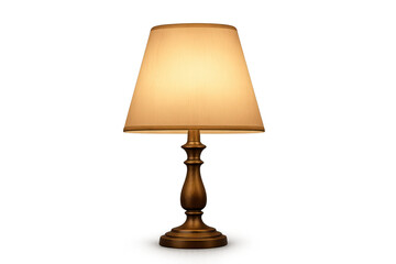 Fototapeta premium Illuminated traditional table lamp with warm glow isolated on transparent background