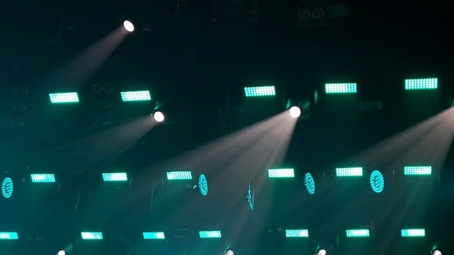 Spotlights and lighting equipment for the theater. Multi-colored lights