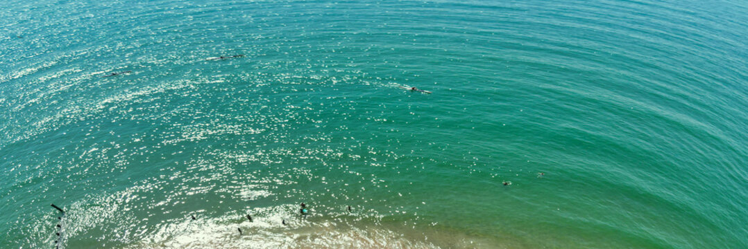Aerial View of Bournemouth Beach and Ocean City of England. Aerial Footage Was Captured During Hot Sunny Day of 12th, August 2025 With Drone Camera. 