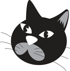Cartoon Black Cat Head