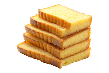 Fototapeta premium stack of golden sliced moist butter cake isolated on transparent image
