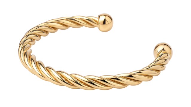 Elegant gold bracelet jewelry glistens, perfect for sophisticated fashion advertisements or luxury product displays, showcasing timeless style and refined taste