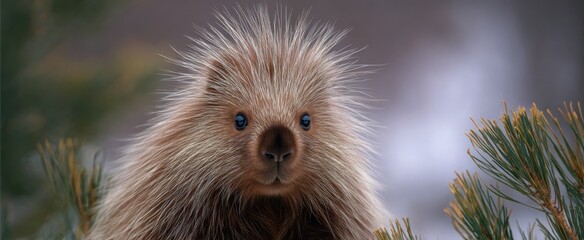 Porcupine exhibits raised sharp quills to deter predators using its defense mechanism