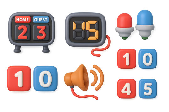 Table hockey game icons featuring scoreboard elements and accessories for digital design