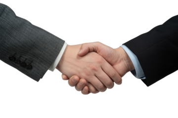 Two business professionals shake hands, symbolizing agreement, partnership, and successful negotiation. A classic gesture of collaboration and trust. background removed