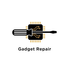 Digital Gadget Repair Maintenance Service Logo with Circuit Board Elements