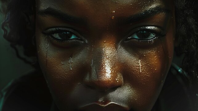 African woman crying showing depression and sadness