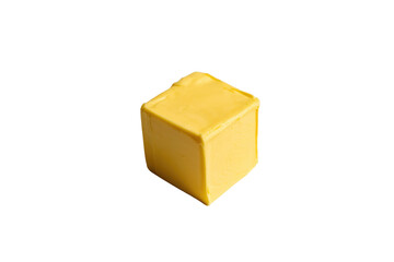 Fototapeta premium A perfectly formed golden yellow block of butter, ready for cooking, baking, or spreading. This dairy product adds rich flavor. background removed