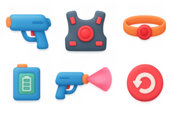 Laser tag icon set for game design and fun activities