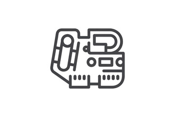 Fototapeta premium Abstract minimalist line art illustration resembling a circuit board or microchip. Complex gray maze pattern on a deep transparent background. background removed