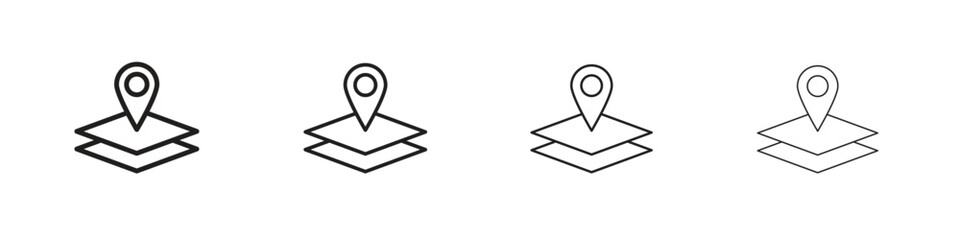 Land layer location icon with Editable Strokes in thin to bold line styles