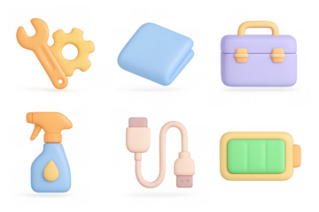 Vibrant tool and equipment icon set for creative design projects