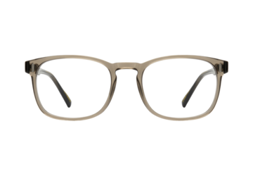 Elegant rectangular eyeglasses featuring translucent light taupe frames, offering a sophisticated and modern eyewear solution. Perfect for prescription or fashion use. background removed