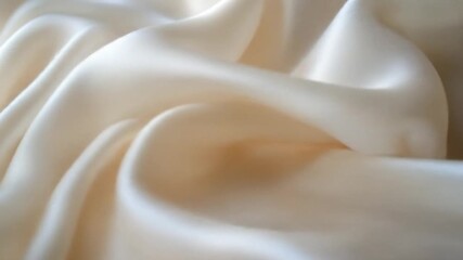 Cream satin fabric swirls in soft folds, capturing silky sheen, fluid drape, and gentle highlights - Powered by Adobe