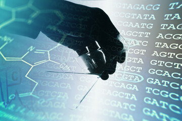 Laboratory glass in arm isolated on white. Laboratory concept.