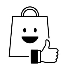 smiling shopping bag icon 