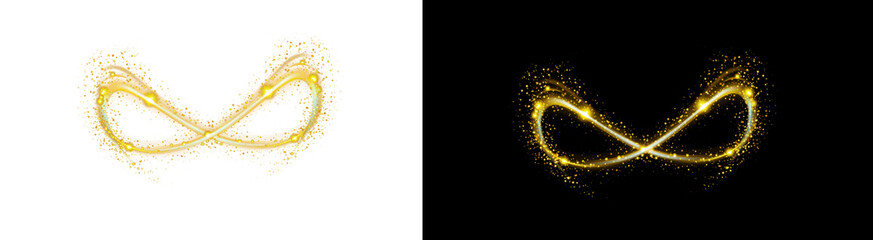 PNG image of Golden infinity symbol with sparkling particles representing eternity limitless possibilities and a touch of magic and luxury for design projects on transparent background © MariaAlam