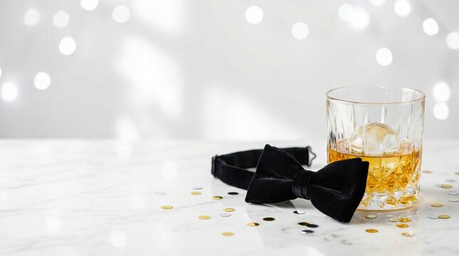 Whiskey glass with bow tie