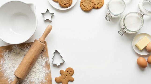 Christmas baking ingredients and cookies
