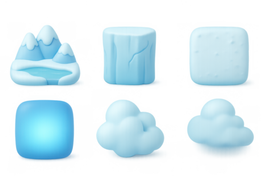 Cartoon glacier icons collection for winter design and themes