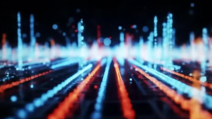 Abstract digital data streams with binary code and bokeh effect - Powered by Adobe