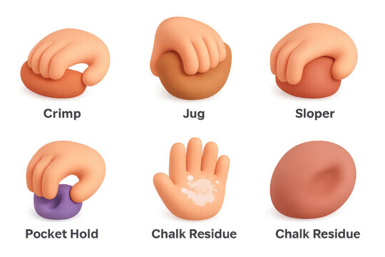 Colorful climbing grip icons for training guides and infographics